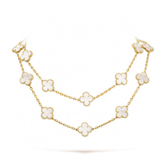 [OAKJURI Jewelry]CLOVER 20 MOTIFS WHITE MOP NECKLACE
