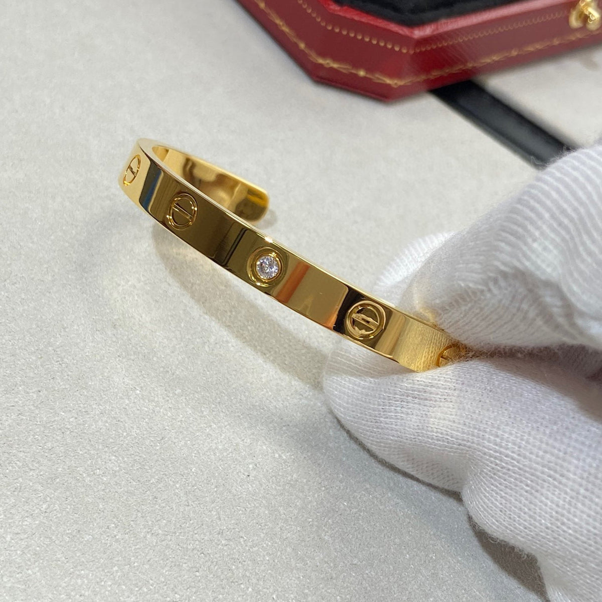 [OAKJURI Jewelry] LOVE BRACELET 6.1MM 1 DIAMOND OPEN CUFF