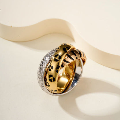 [OAKJURI Jewelry] TRINITY  RING LEOPARD PRINT