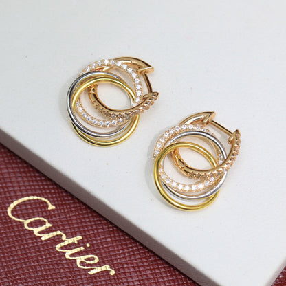 [OAKJURI Jewelry] TRINITY HALF DIAMOND  EARRINGS