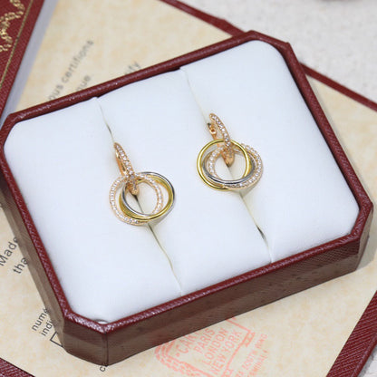 [OAKJURI Jewelry] TRINITY HALF DIAMOND  EARRINGS
