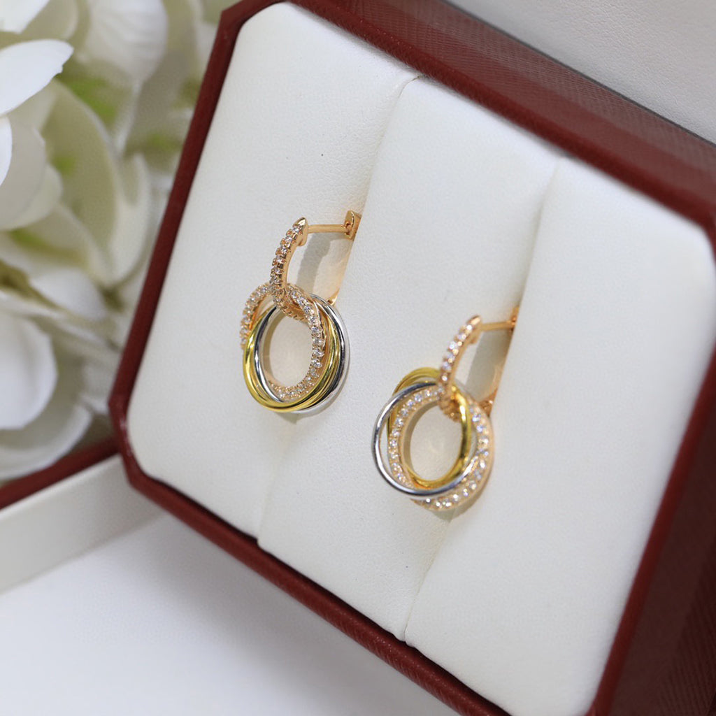 [OAKJURI Jewelry] TRINITY HALF DIAMOND  EARRINGS
