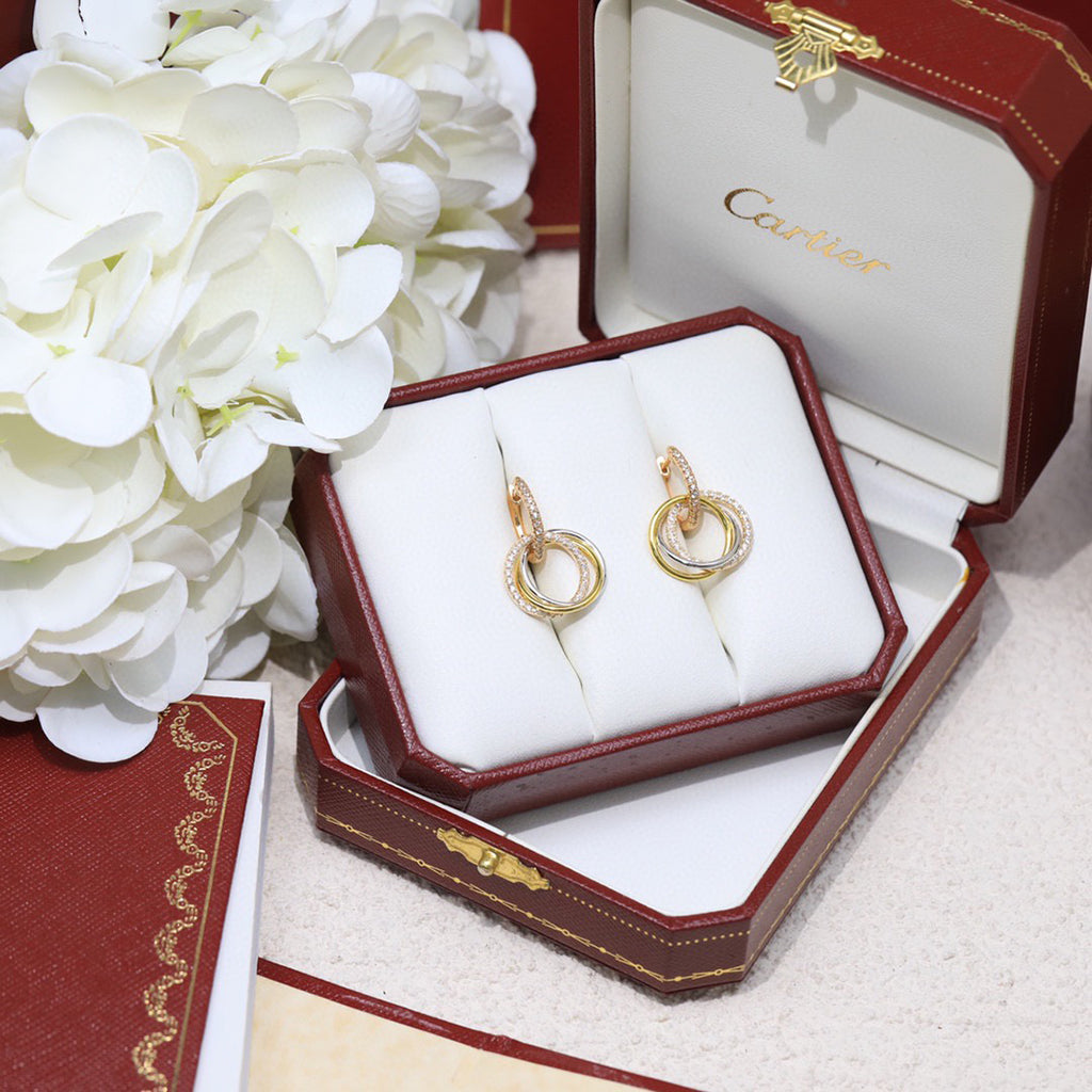 [OAKJURI Jewelry] TRINITY HALF DIAMOND  EARRINGS