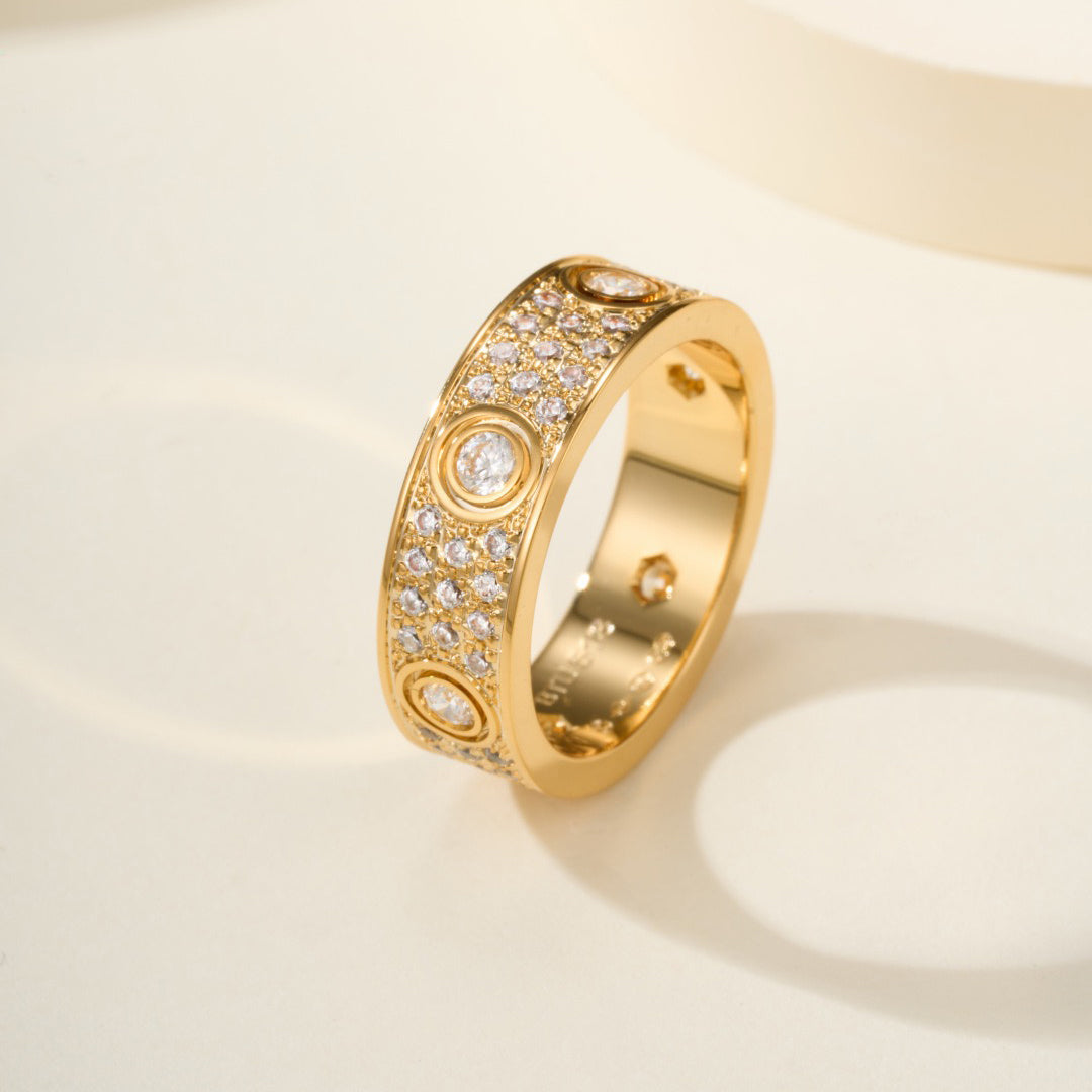 [OAKJURI Jewelry] LOVE 5.5MM FULL-PAVE 6-DIAMOND RING