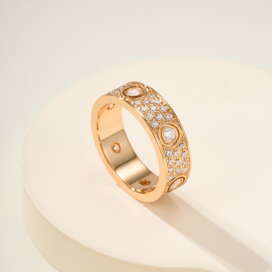 [OAKJURI Jewelry] LOVE 5.5MM FULL-PAVE 6-DIAMOND RING
