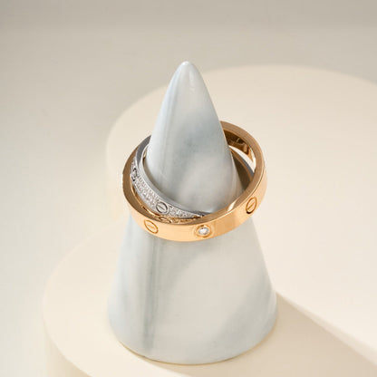 [OAKJURI Jewelry] LOVE PINK GOLD SILVER DIAMOND DOUBLE RING
