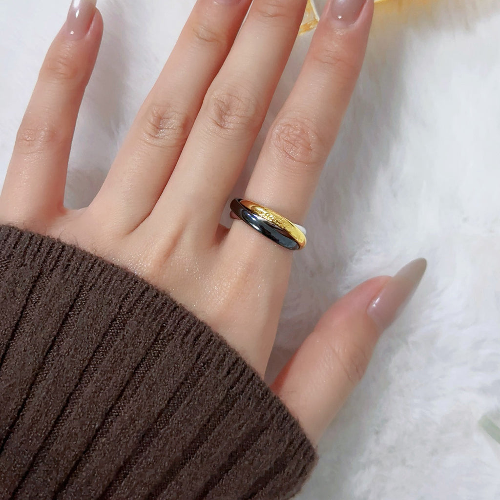 [OAKJURI Jewelry] TRINITY 3.2MM RING BLACK CERAMIC
