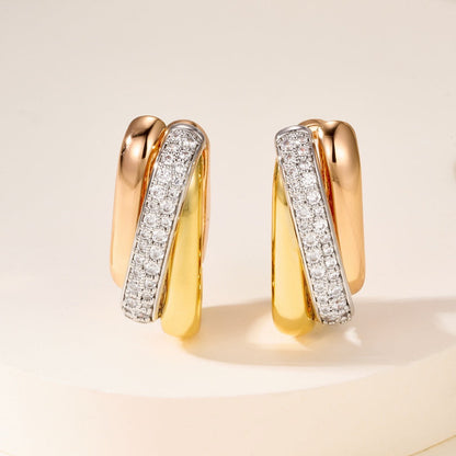 [OAKJURI Jewelry] TRINITY HALF DIAMOND  CUSHION EARRINGS