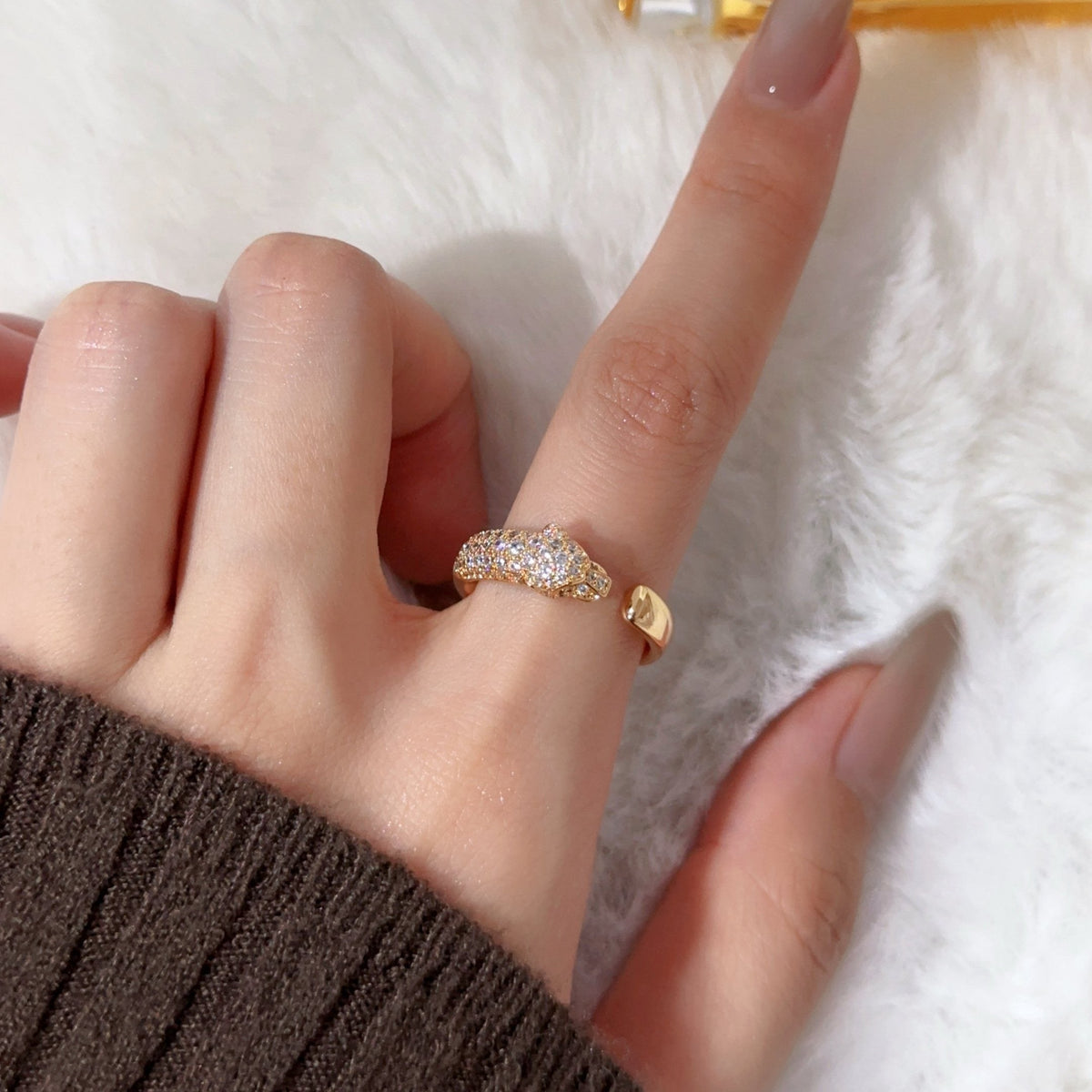 [OAKJURI Jewelry] PANTHERE HALF DIAMOND SMALL RING
