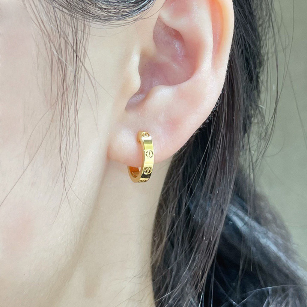 [OAKJURI Jewelry] LOVE EARRINGS 2.65 MM NO DIAMOND SMALL