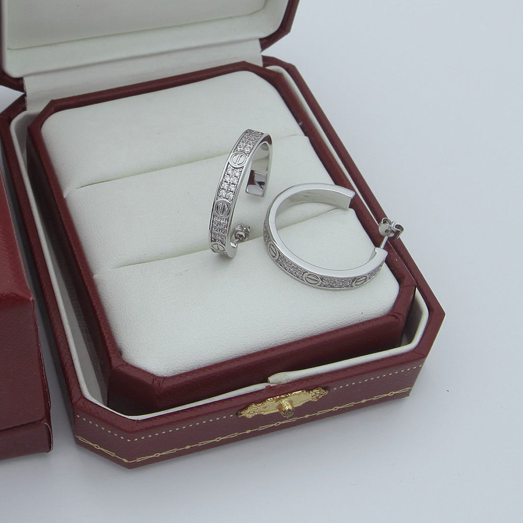 [OAKJURI Jewelry] LOVE EARRINGS 3.6MM DIAMOND PAVED