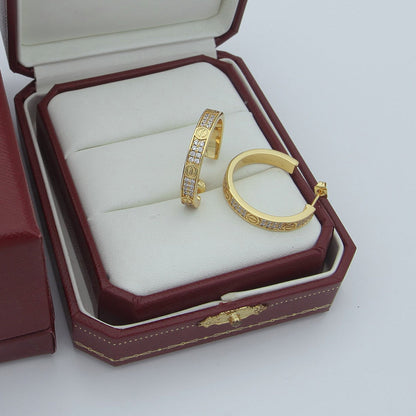 [OAKJURI Jewelry] LOVE EARRINGS 3.6MM DIAMOND PAVED