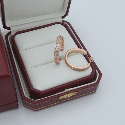 [OAKJURI Jewelry] LOVE EARRINGS 3.6MM DIAMOND PAVED