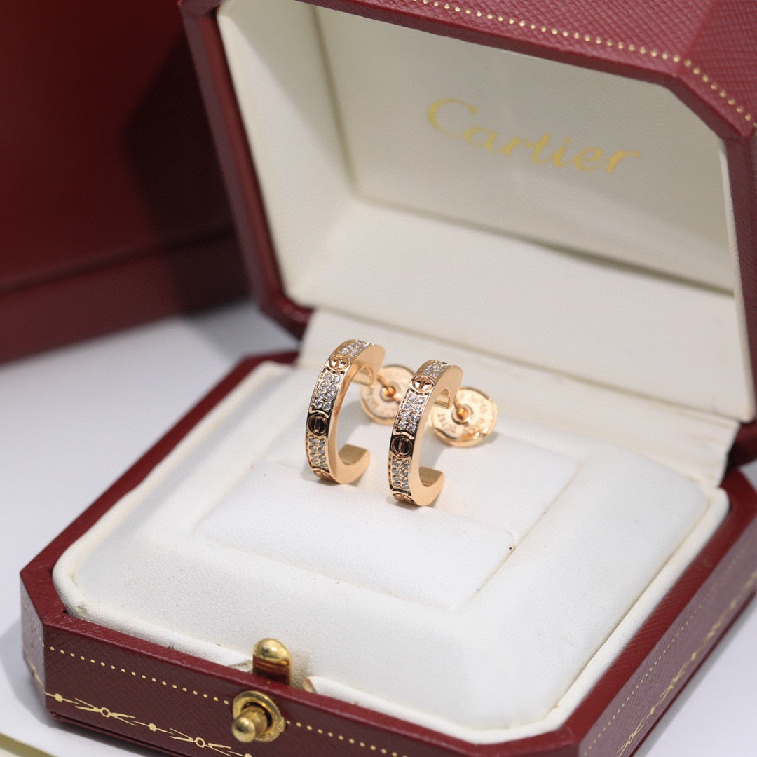 [OAKJURI Jewelry] LOVE 5.5MM DIAMOND PAVED EARRINGS