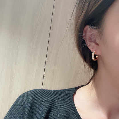 [OAKJURI Jewelry] LOVE 5.5MM DIAMOND PAVED EARRINGS