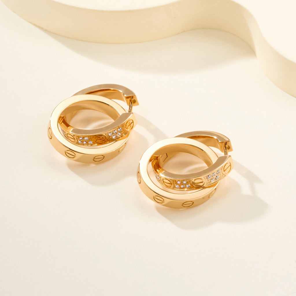 [OAKJURI Jewelry] LOVE 3.3MM DANGLE HALF DIAMOND EARRINGS