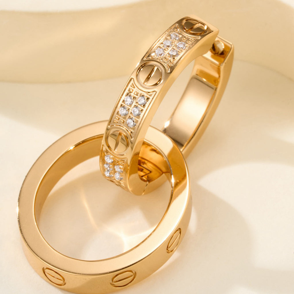 [OAKJURI Jewelry] LOVE 3.3MM DANGLE HALF DIAMOND EARRINGS