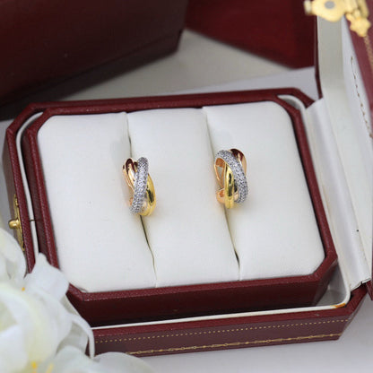 [OAKJURI Jewelry] TRINITY HALF DIAMOND  CLASSIC EARRINGS