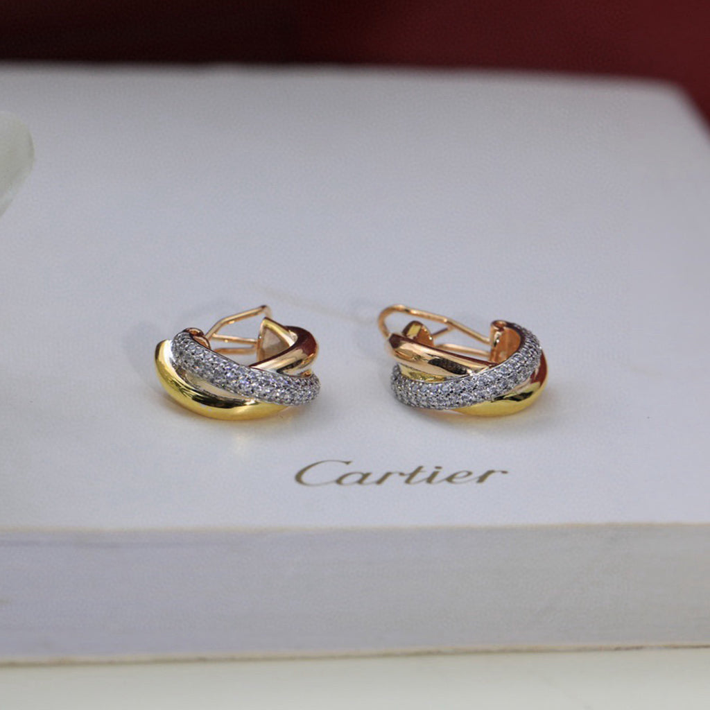 [OAKJURI Jewelry] TRINITY HALF DIAMOND  CLASSIC EARRINGS
