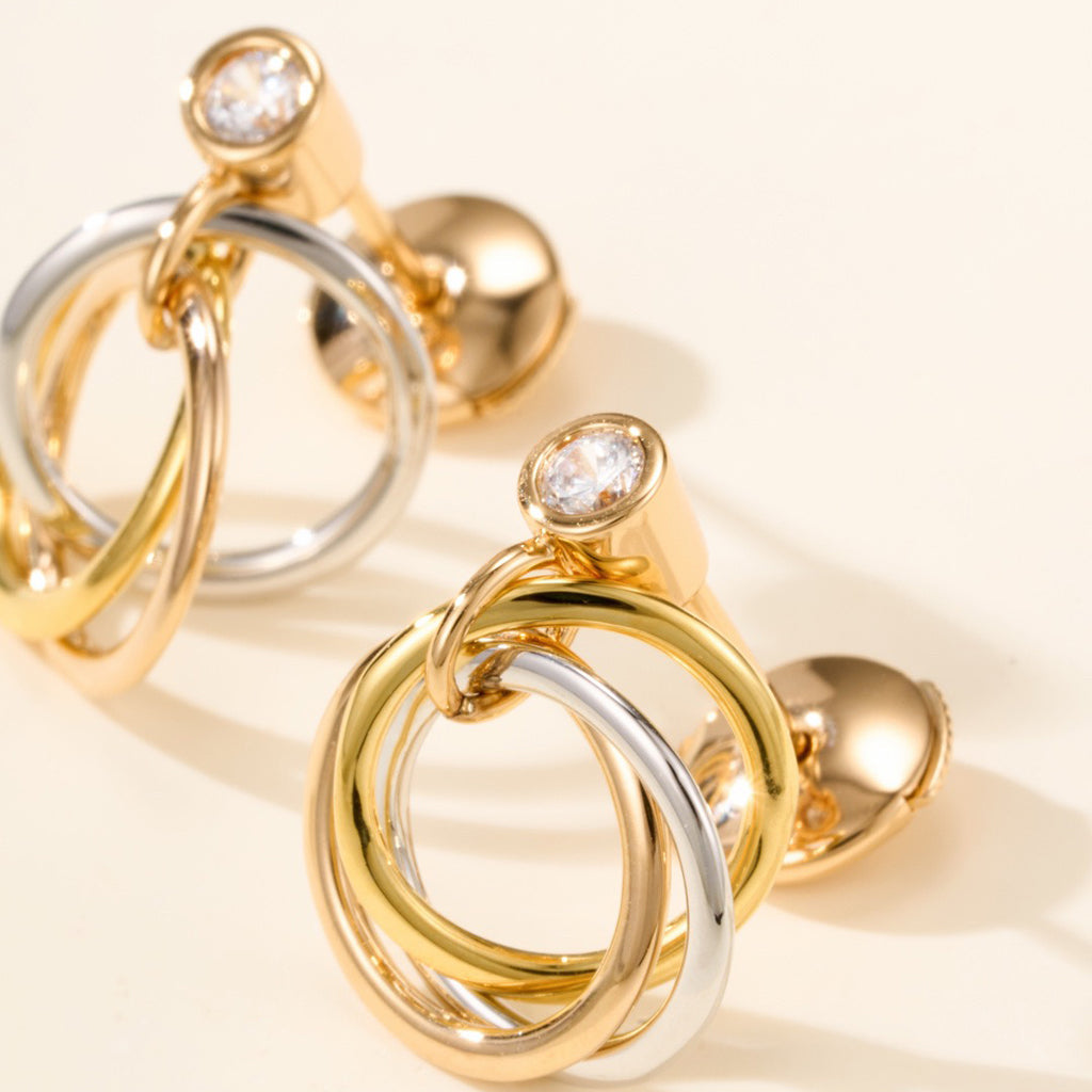 [OAKJURI Jewelry] TRINITY ON DIAMOND  EARRINGS
