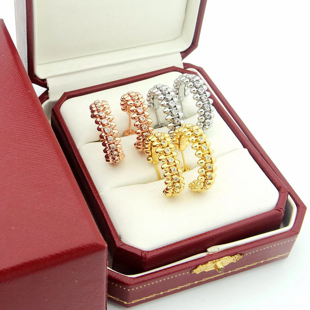 [OAKJURI Jewelry] CLASH FULL DIAMOND MEDIUM EARRINGS