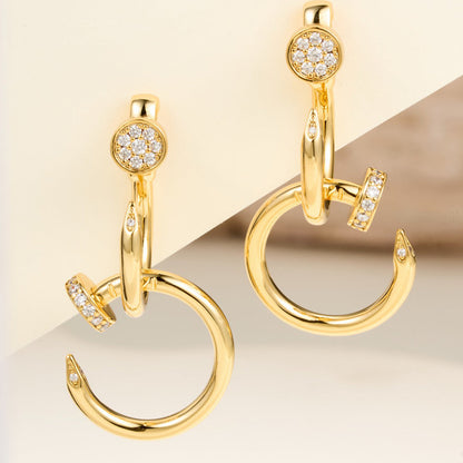 [OAKJURI Jewelry] JUSTE HALF DIAMOND DOUBLE EARRINGS