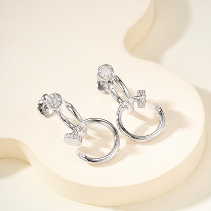[OAKJURI Jewelry] JUSTE HALF DIAMOND DOUBLE EARRINGS