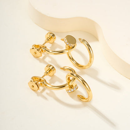 [OAKJURI Jewelry] JUSTE HALF DIAMOND DOUBLE EARRINGS