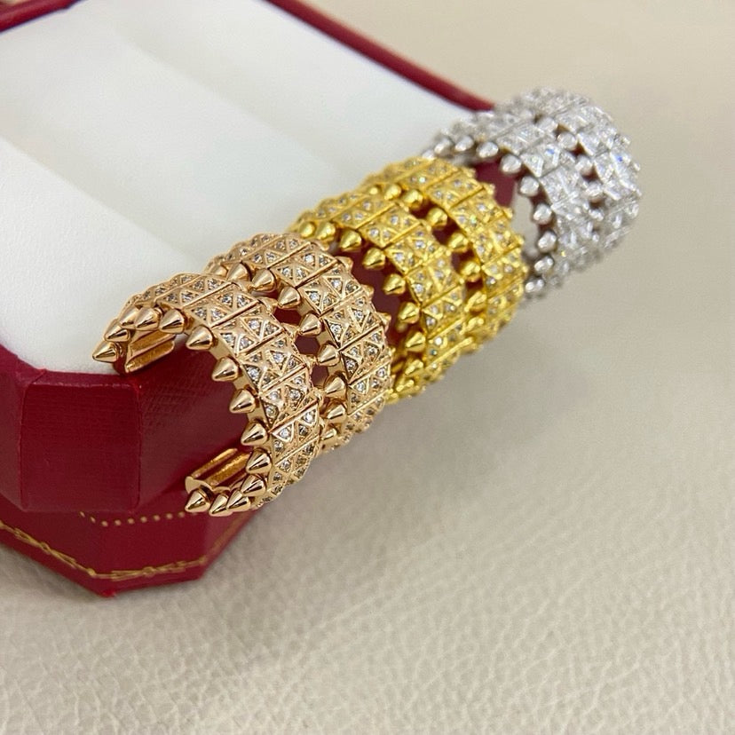 [OAKJURI Jewelry] CLASH 9.2MM FULL DIAMOND DOUBLE ROW EARRINGS