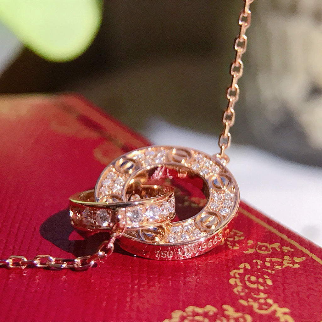 [OAKJURI Jewelry] LOVE  FULL DIAMOND PENDANT NECKLACE