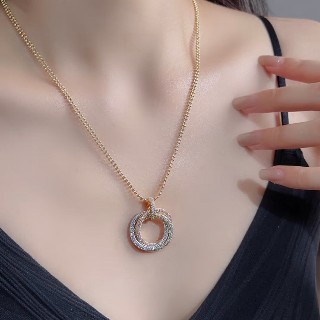 [OAKJURI Jewelry] TRINITY LARGE FULL DIAMOND  NECKLACE