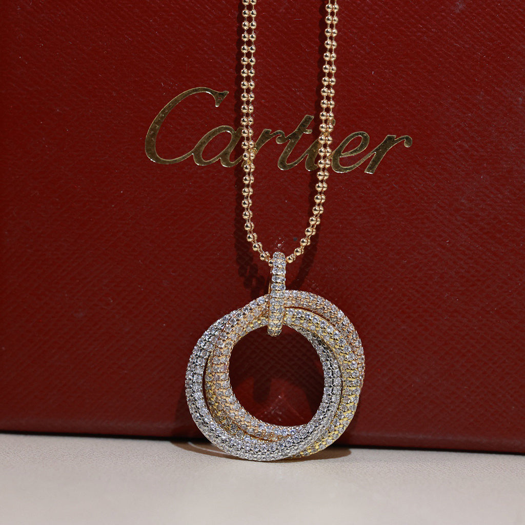 [OAKJURI Jewelry] TRINITY LARGE FULL DIAMOND  NECKLACE