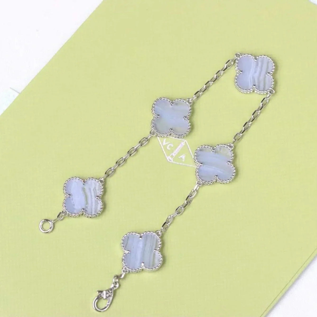 [OAKJURI Jewelry] CLOVER 5 MOTIF PURPLE CHALCEDONY BRACELET COLLECTION