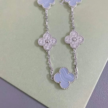 [OAKJURI Jewelry] CLOVER 5 MOTIF PURPLE CHALCEDONY BRACELET COLLECTION