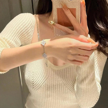 [OAKJURI Jewelry] CLOVER 5 MOTIF PURPLE CHALCEDONY BRACELET COLLECTION