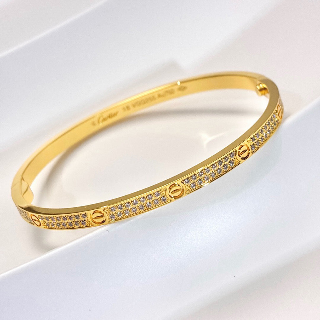 [OAKJURI Jewelry] JUSTE Diamond & LOVE Diamond-Paved Bracelet Stack Set