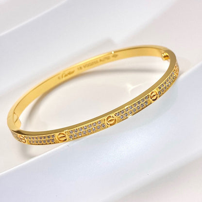 [OAKJURI Jewelry] JUSTE Diamond & LOVE Diamond-Paved Bracelet Stack Set