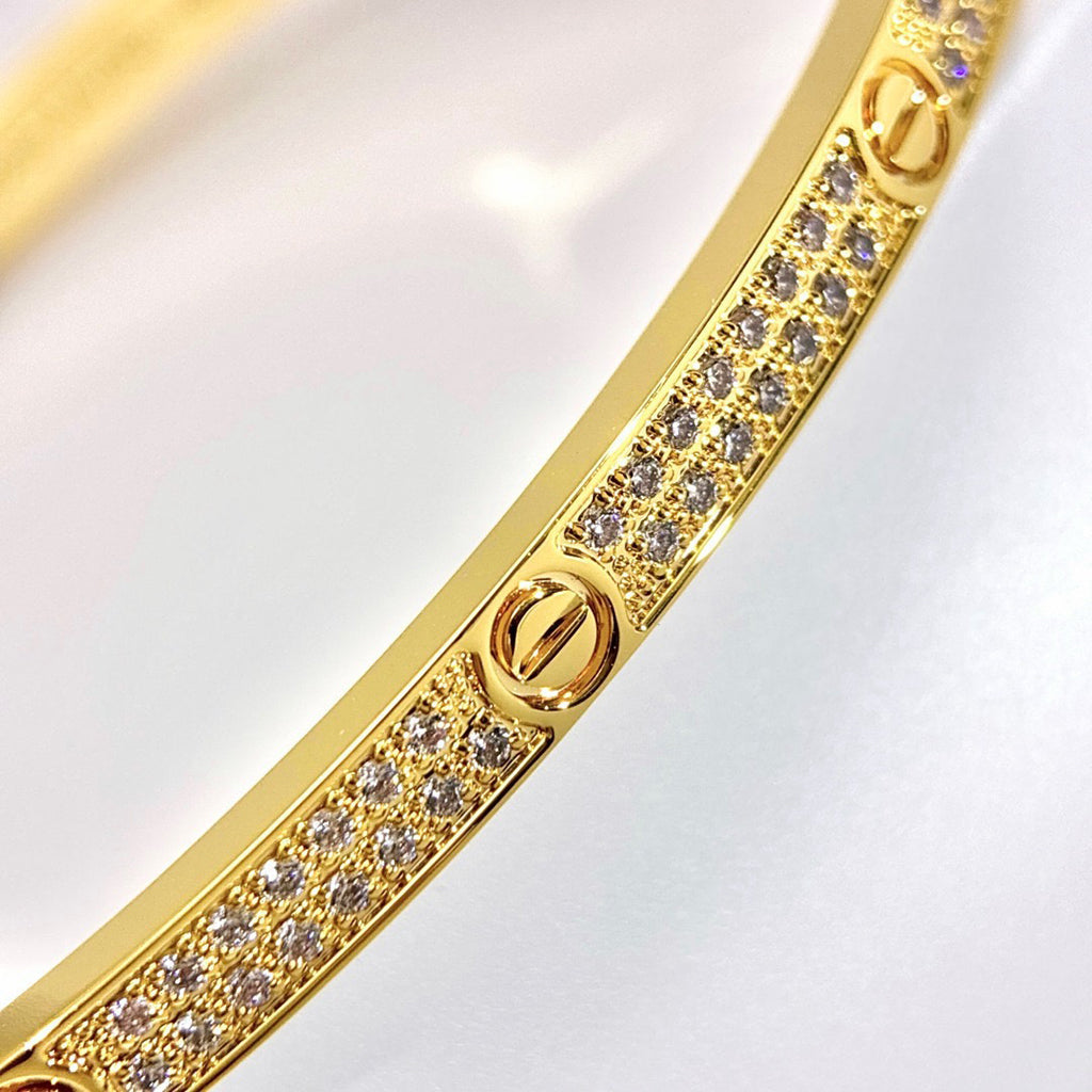 [OAKJURI Jewelry]Clover & Love Diamond-Paved Radiant Line 2-Piece Bracelet Stack Set