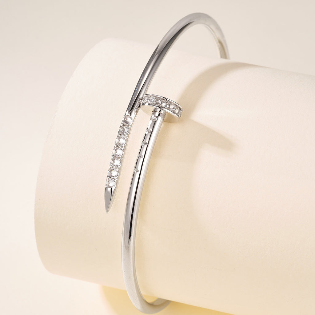 [OAKJURI Jewelry] JUSTE Diamond & LOVE Diamond-Paved Bracelet Stack Set