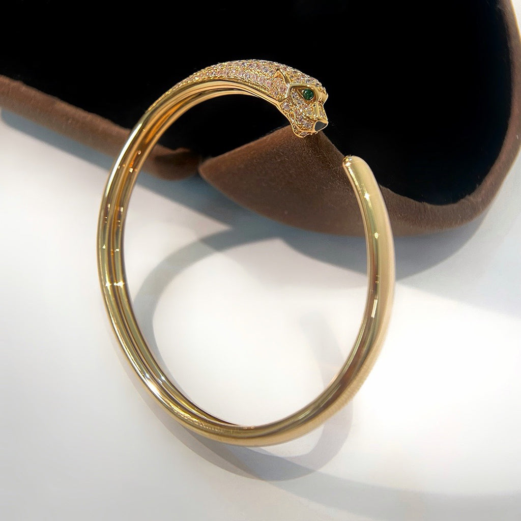 [OAKJURI Jewelry] PANTHERE HALF DIAMOND OPEN BRACELET