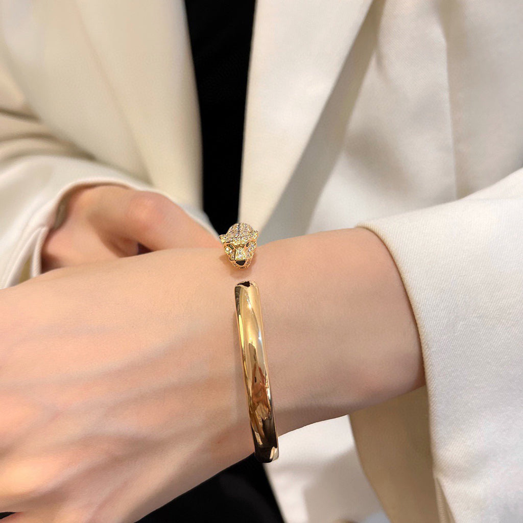 [OAKJURI Jewelry] PANTHERE HALF DIAMOND OPEN BRACELET