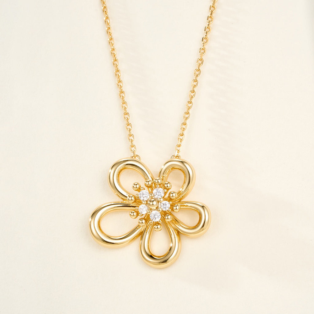 [OAKJURI Jewelry]FLOWERLACE NECKLACE 5 DIAMONDS