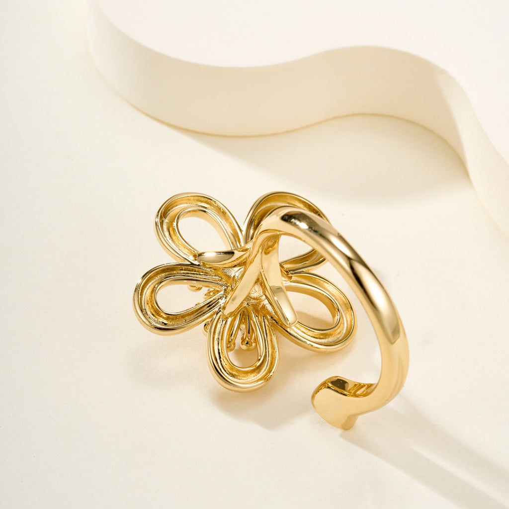 [OAKJURI Jewelry]  FLOWERLACE OPEN RING 5 DIAMONDS