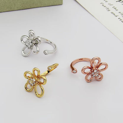 [OAKJURI Jewelry]  FLOWERLACE OPEN RING 5 DIAMONDS