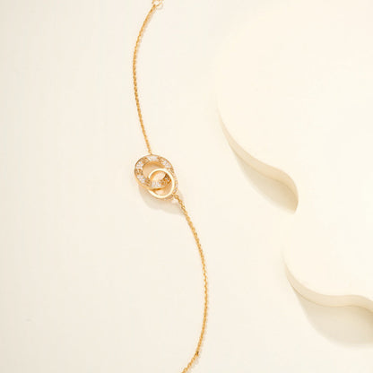 [OAKJURI Jewelry] LOVE DOUBLE RING FULL DIAMOND BRACELET