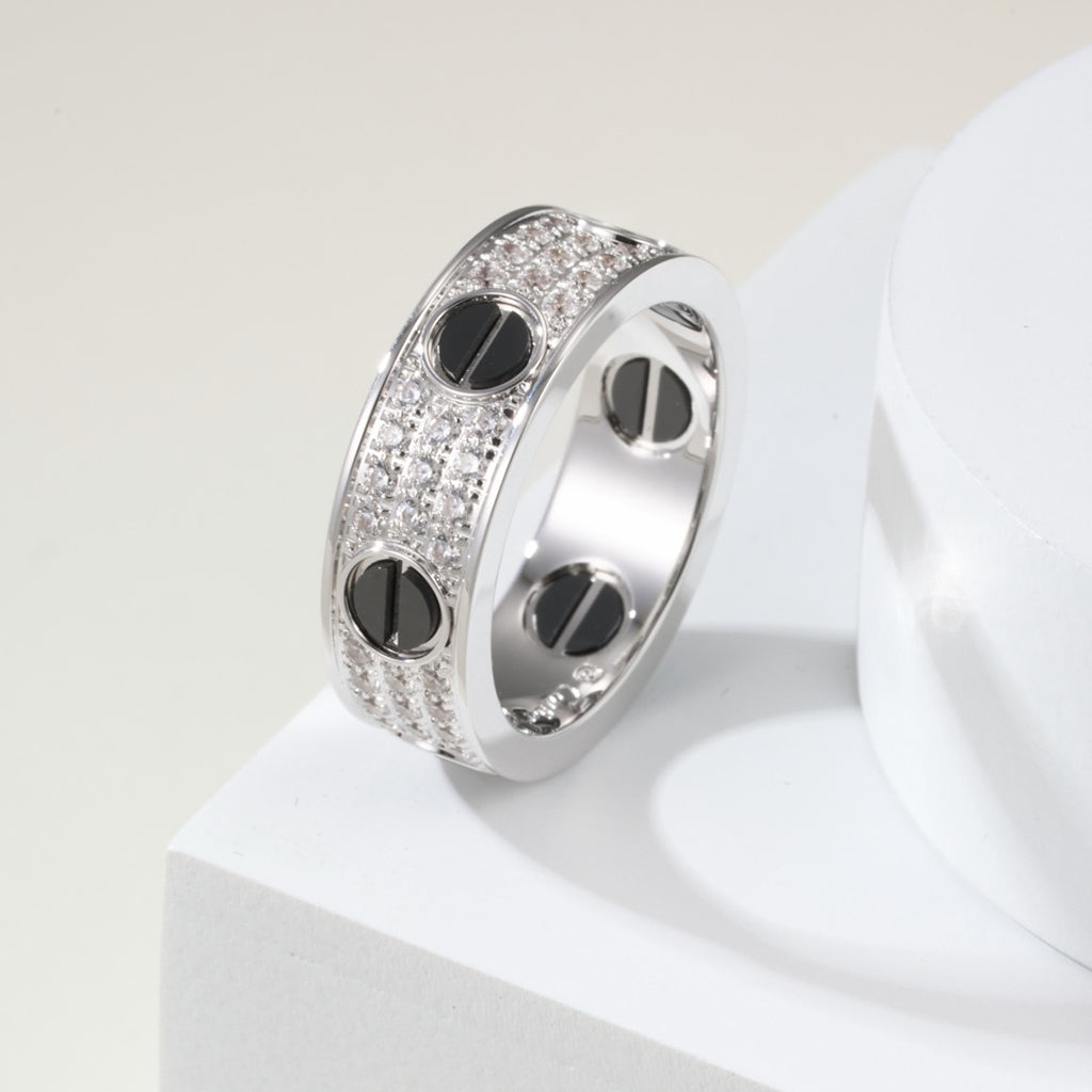 [OAKJURI Jewelry] LOVE RING 5.5MM DIAMONDS PAVED CERAMIC
