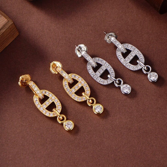 [OAKJURI Jewelry]HM CHAINE DIAMOND EARRINGS