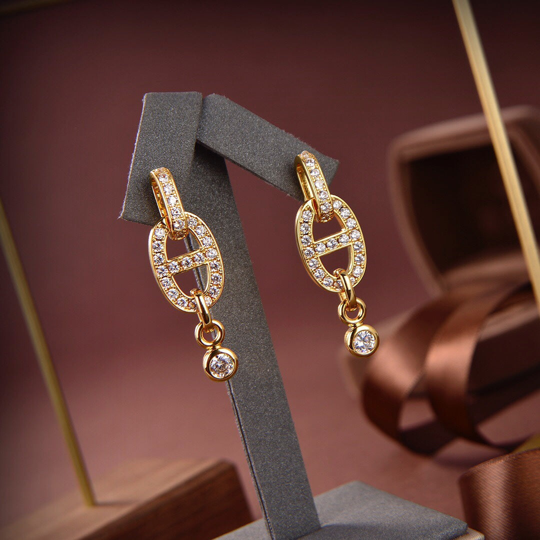 [OAKJURI Jewelry]HM CHAINE DIAMOND EARRINGS