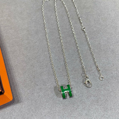 [OAKJURI Jewelry]POP H GREEN NECKLACE SILVER AND GOLD