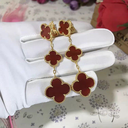 [OAKJURI Jewelry]CLOVER 3 MOTIF CARNELIAN DROP EARRINGS